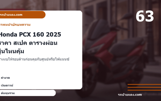 Honda PCX 160 2025 ราคา สเปค ตารางผ่อน รุ่นไหนคุ้ม ภาพหน้าปก