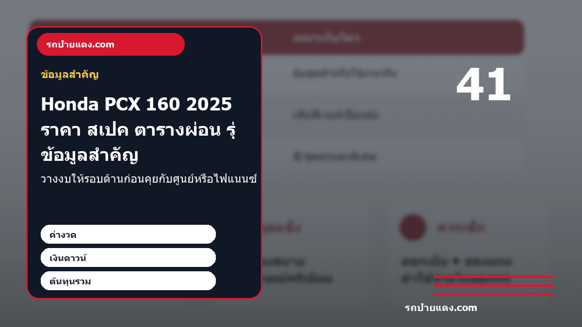 Honda PCX 160 2025 ราคา สเปค ตารางผ่อน รุ่นไหนคุ้ม ภาพข้อมูลสำคัญ