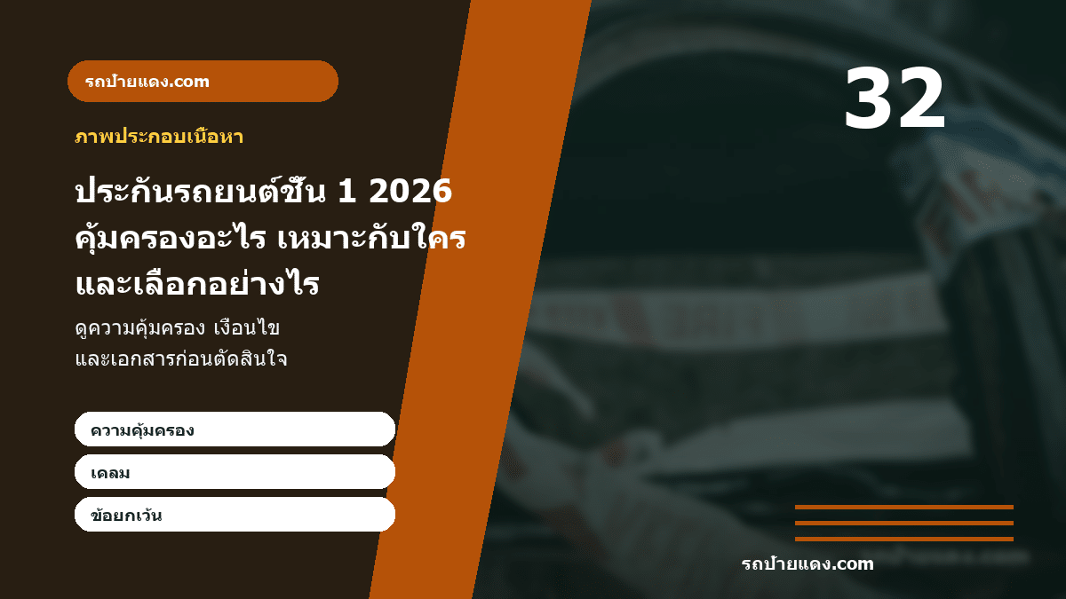 ประกันรถยนต์ชั้น 1 2026 คุ้มครองอะไร เหมาะกับใคร และเลือกอย่างไร ภาพประกอบ