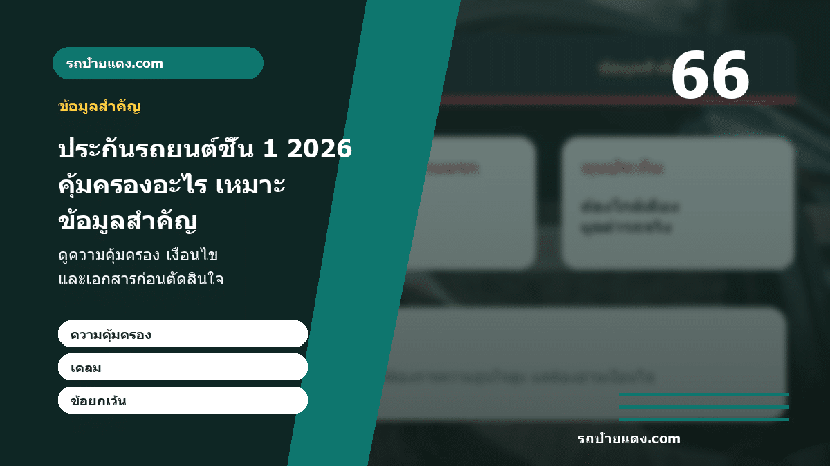 ประกันรถยนต์ชั้น 1 2026 คุ้มครองอะไร เหมาะกับใคร และเลือกอย่างไร ภาพข้อมูลสำคัญ