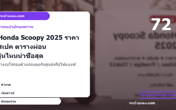 Honda Scoopy 2025 ราคา สเปค ตารางผ่อน รุ่นไหนน่าซื้อสุด ภาพหน้าปก