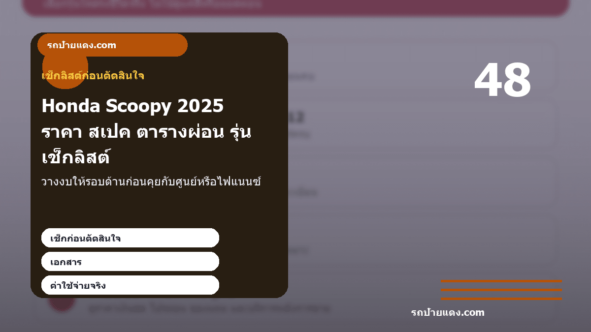 Honda Scoopy 2025 ราคา สเปค ตารางผ่อน รุ่นไหนน่าซื้อสุด ภาพเช็กลิสต์
