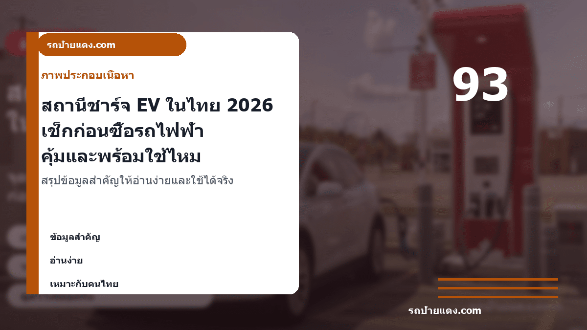 สถานีชาร์จ EV ในไทย 2026 เช็กก่อนซื้อรถไฟฟ้า คุ้มและพร้อมใช้ไหม ภาพประกอบ
